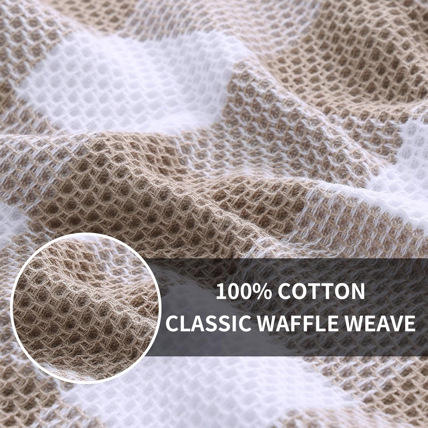 Homaxy 100% Cotton Waffle Weave Check Plaid Kitchen Towels, 13 x 28 Inches, 4-Pack, White & Black and Kitchen Towels and Dishcloths Set, 12 x 12 and 13 x 28 — image 2