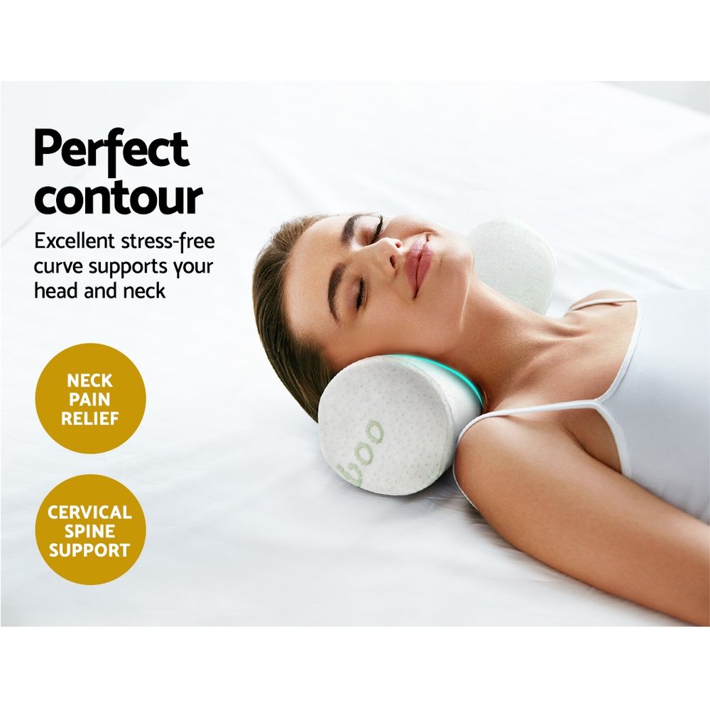 Memory Foam Neck Roll Pillow with Bamboo Cover, Cervical Support Bolster Cushion โ image 3
