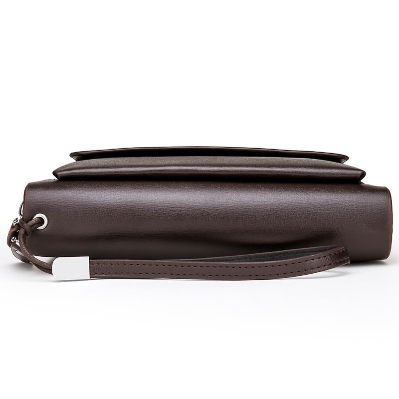 men's business clutch, double zipper handbag, large capacity phone bag, men's accessories, leather clutch bag, business travel wallet, minimalist clutch — image 2