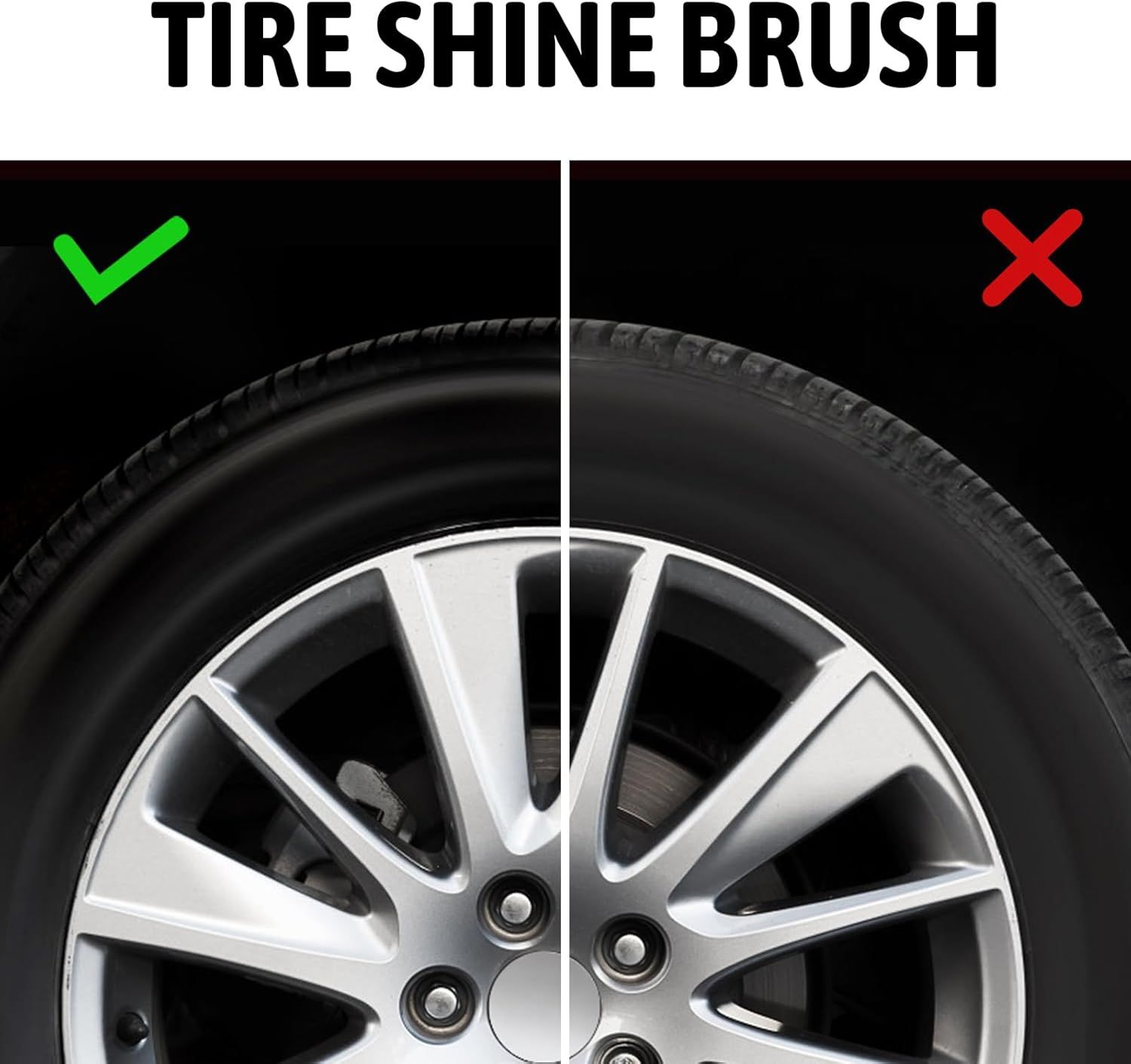 Car Tire Shine Applicator,Vegan Tire Shine Brush with Stand or Auto Detailing Cleaning Service (Black) — image 6
