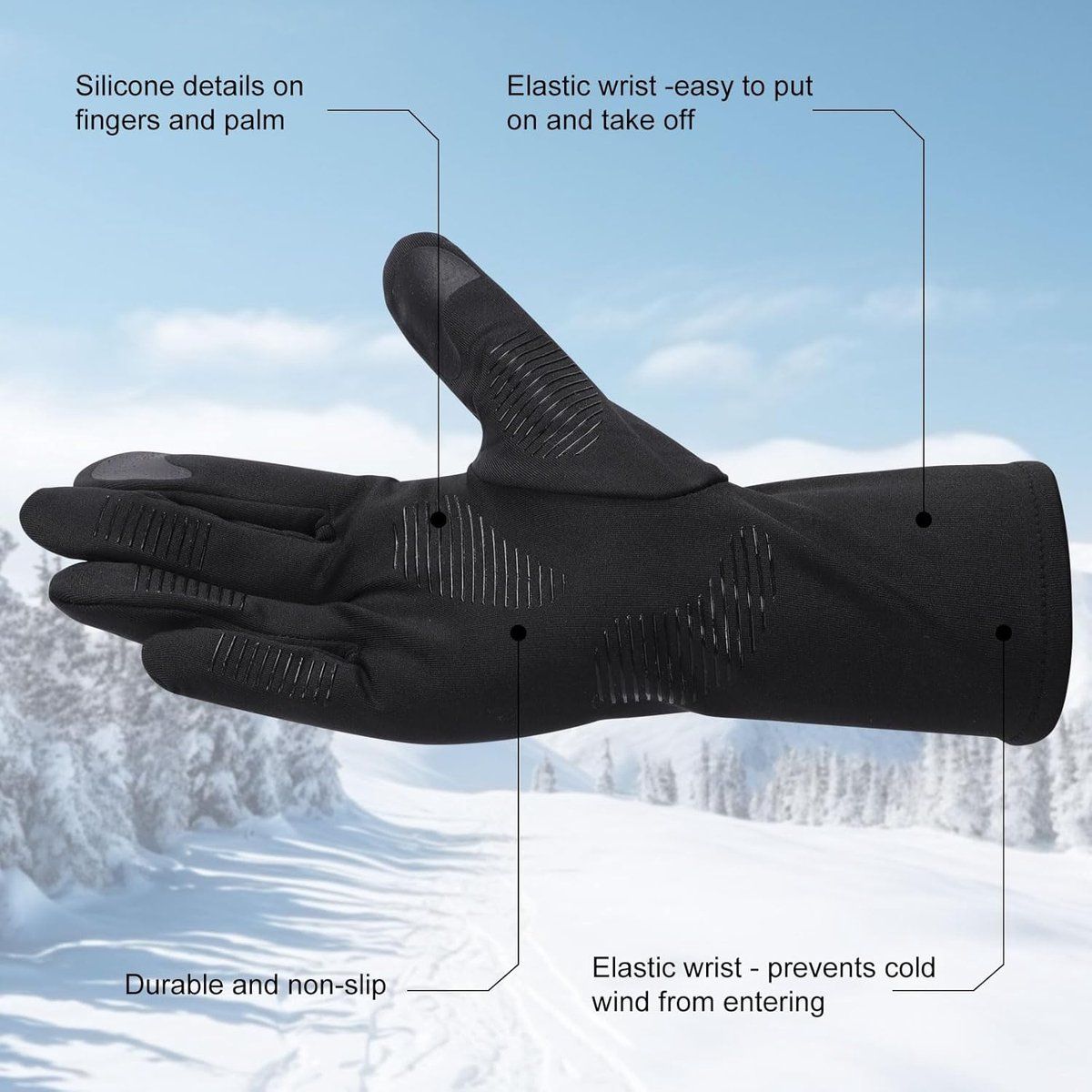 Winter Gloves, Winter Touchscreen Warm Gloves, Men's Lightweight Running Gloves Cold Weather Thermal Anti-slip Gloves, XXL โ image 4
