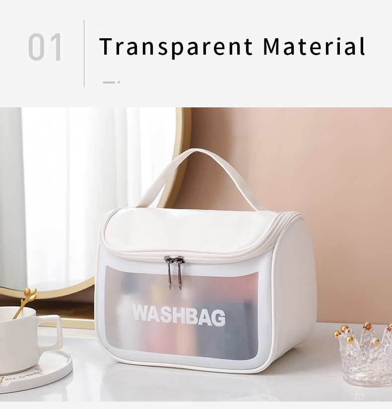 PVC Transparent Cosmetic Bag, Waterproof Portable Travel Organizer with Handle(Green) โ image 5