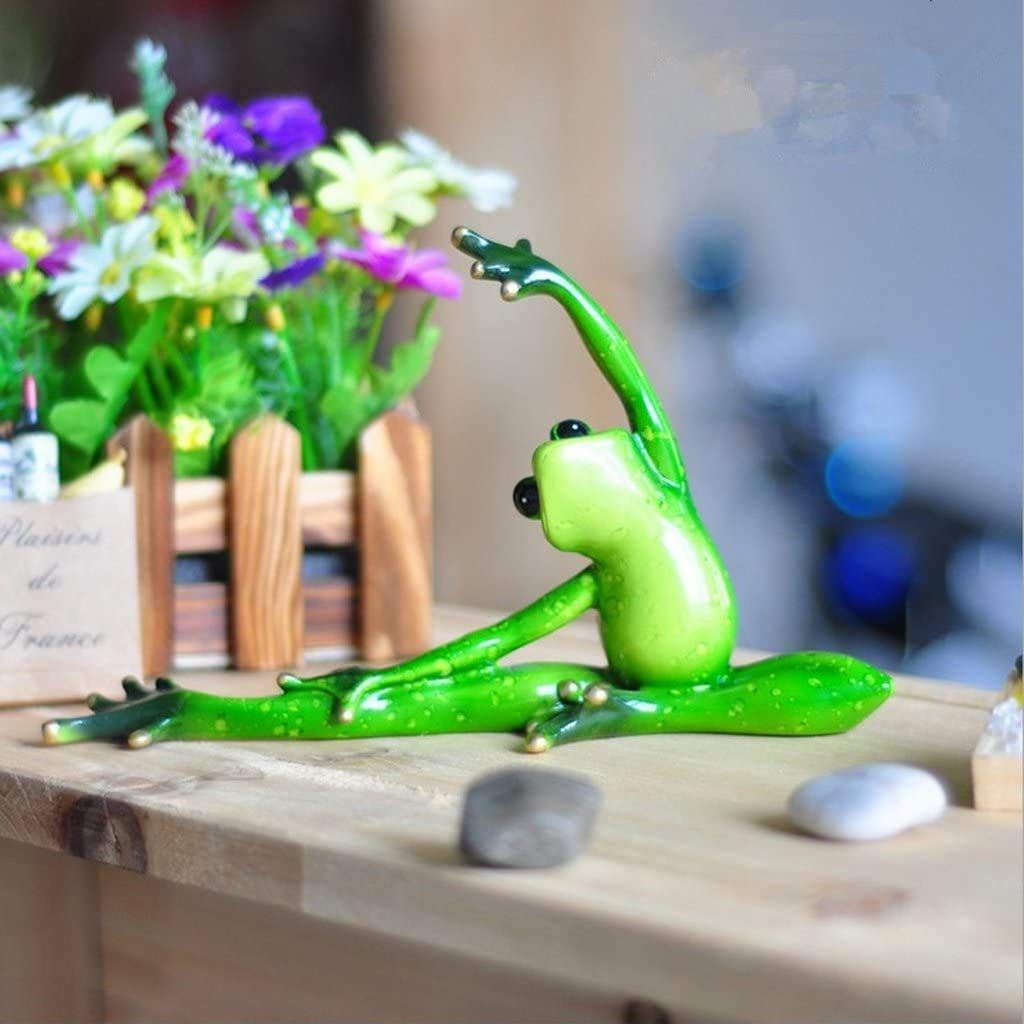 Frog Figurine 3D Yoga Frog Statue Funny Creative Desktop Ornament for Office Home Decoration Resin Material — image 4