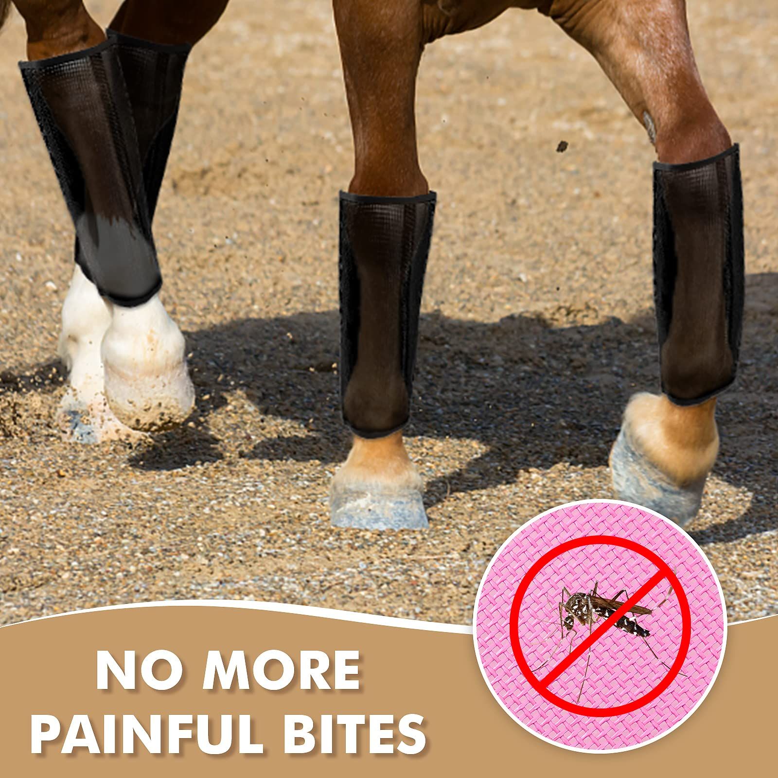 Horse Fly Boots Set of 4,Preventing Flies and Mosquitoes Bites Horse Leg,Protecting Horse Leg Damage,Breathable Mesh Horse — image 3