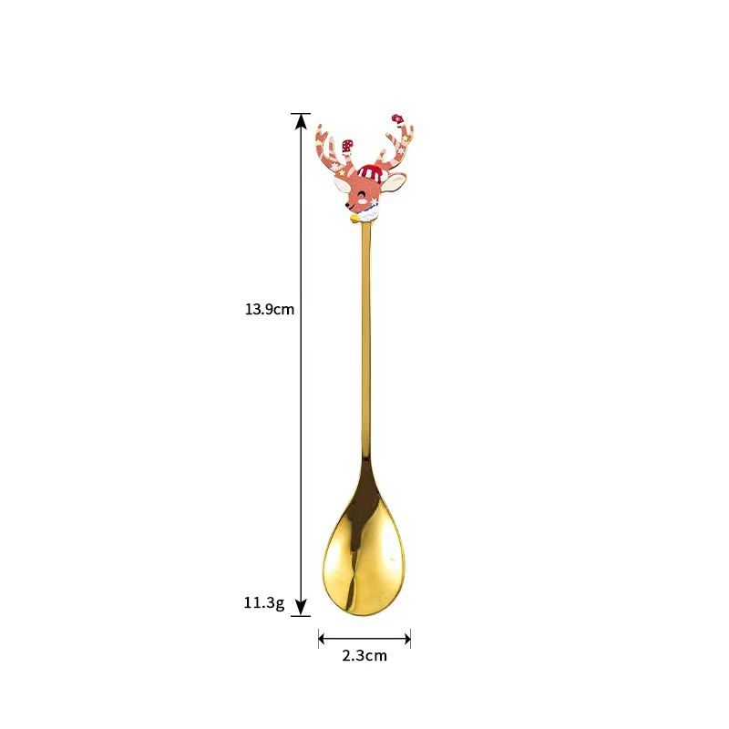 4 Pack Gold Christmas Coffee Spoons, 304 Stainless Steel Dessert and Tea Spoon Set for Holiday Table Settings — image 3