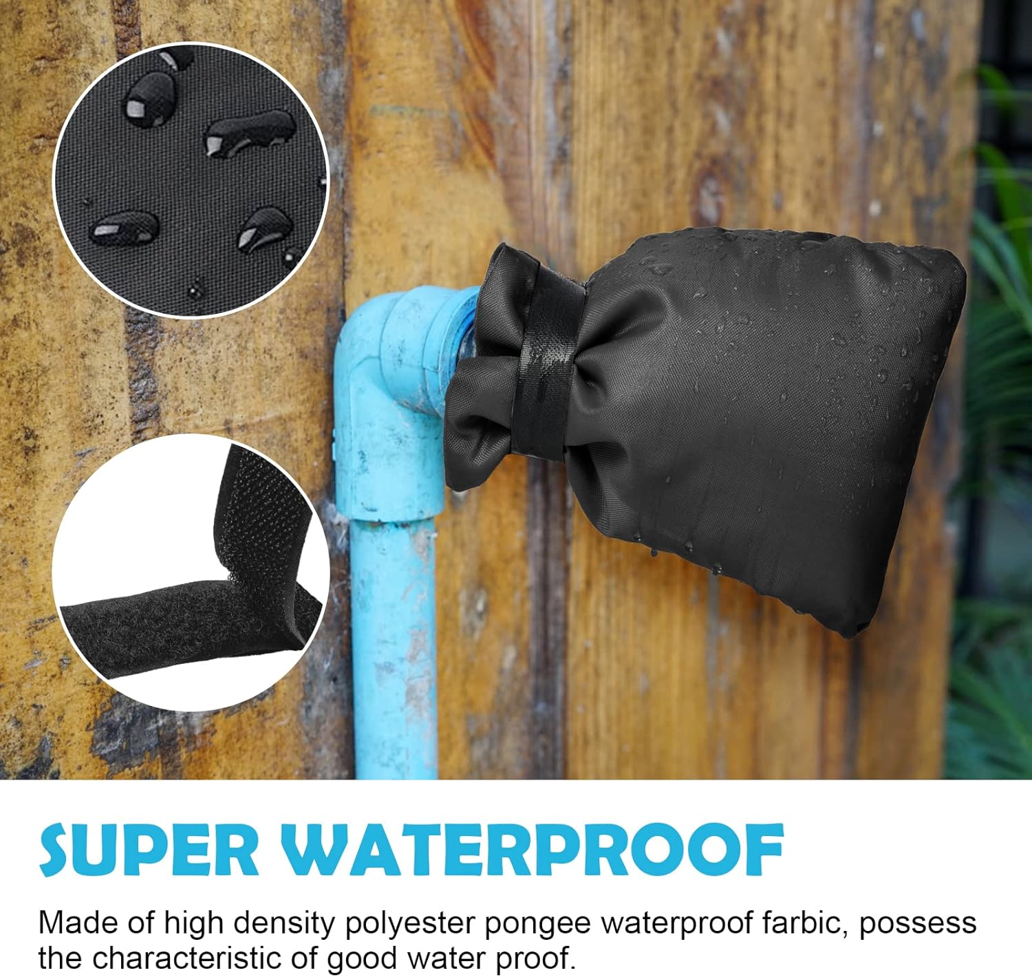 4 Pack Outdoor Tap Covers, Waterproof Thermal Frost Protectors for Garden Taps, Outdoor Faucets and Winter Weather, Black — image 5