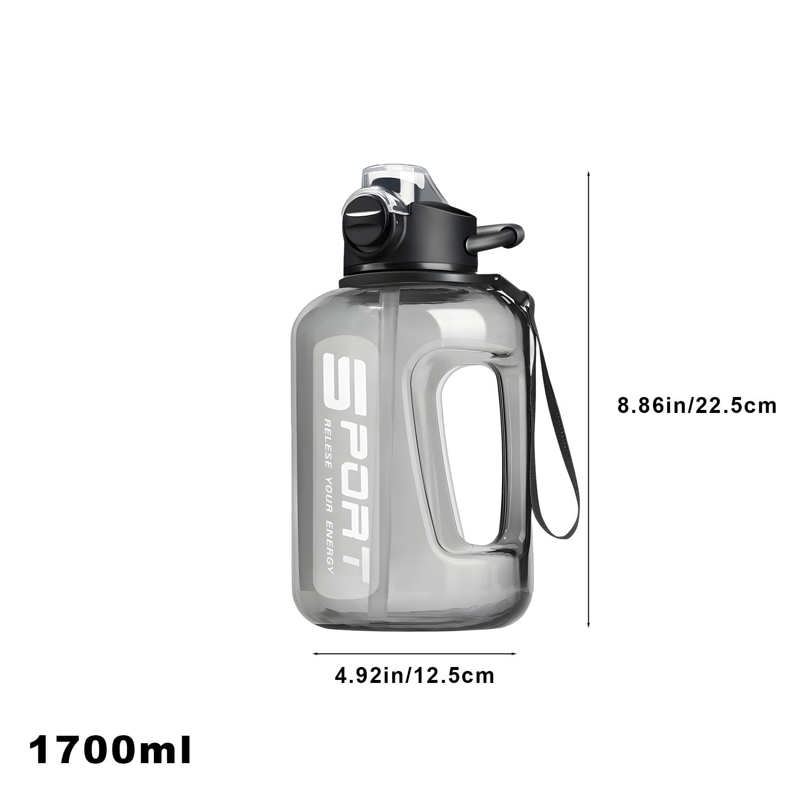 58oz Water Bottle for All Day Hydration Big Water Bottle with Straw Measures Daily Gym Water Bottle with Handle Leakproof Sports Water Bottle for Gym Camping — image 3