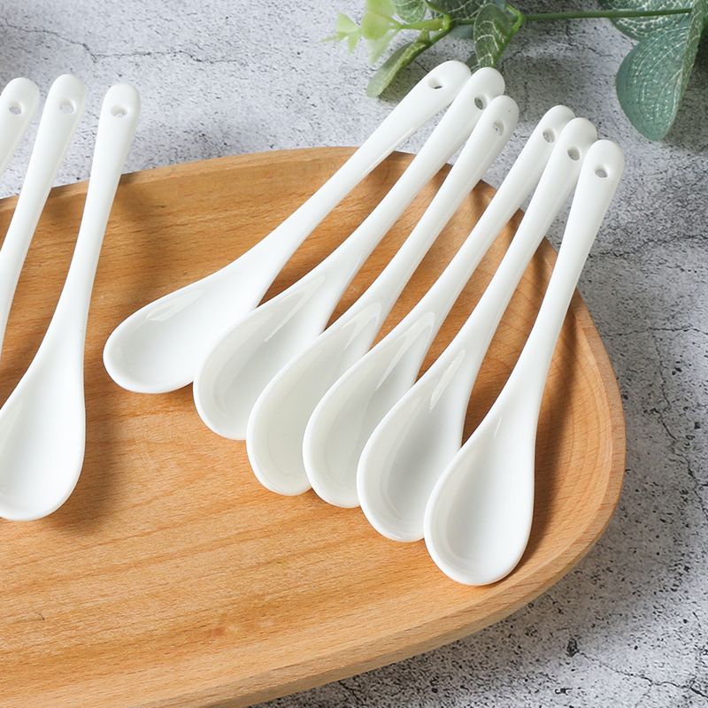 Porcelain Egg Spoons for Soft-Boiled Eggs Coffee Tea Desserts Ceramic Spoon Set of 12-White Dishwasher & Oven Safe โ image 3