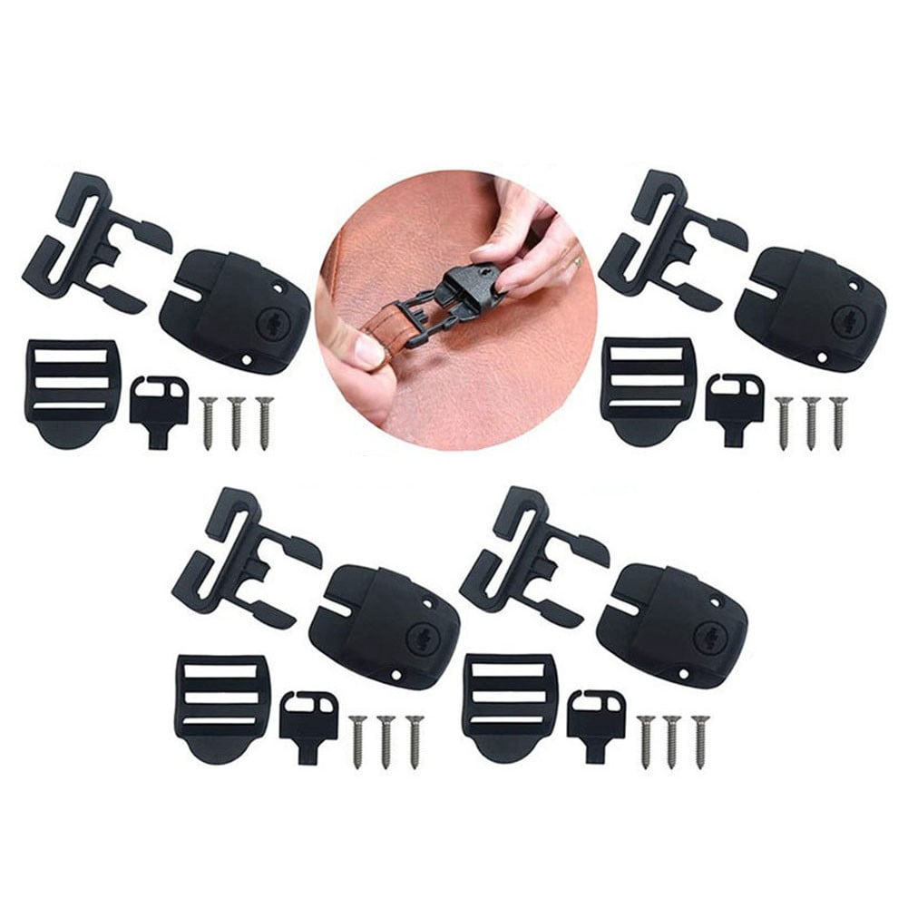 4 Set Spa Cover Latch Replacement Kit With Slots - Includes 4 Latches Tracks Keys & Screws For Hot Tub Cover Repair - Black Plastic — image 4