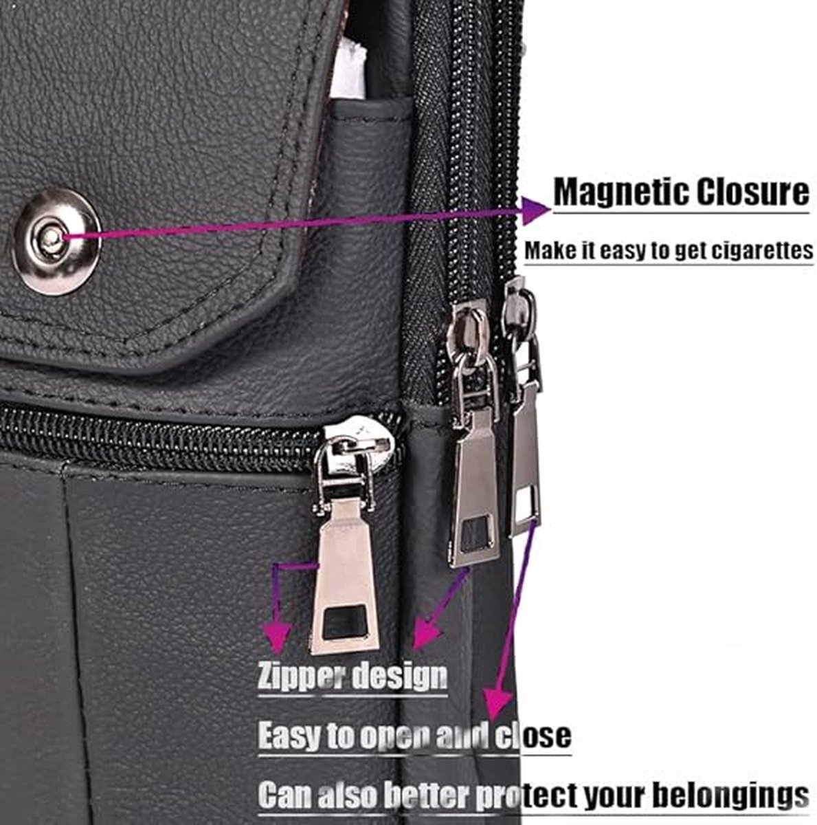 Belt Bag - with Shoulder Strap - Standing Belt Bag - Leather - Men - Belt Bag - Neck Bag - Belt Pouch - Men's Phone Bag - Men's Shoulder Bag - Gift — image 2