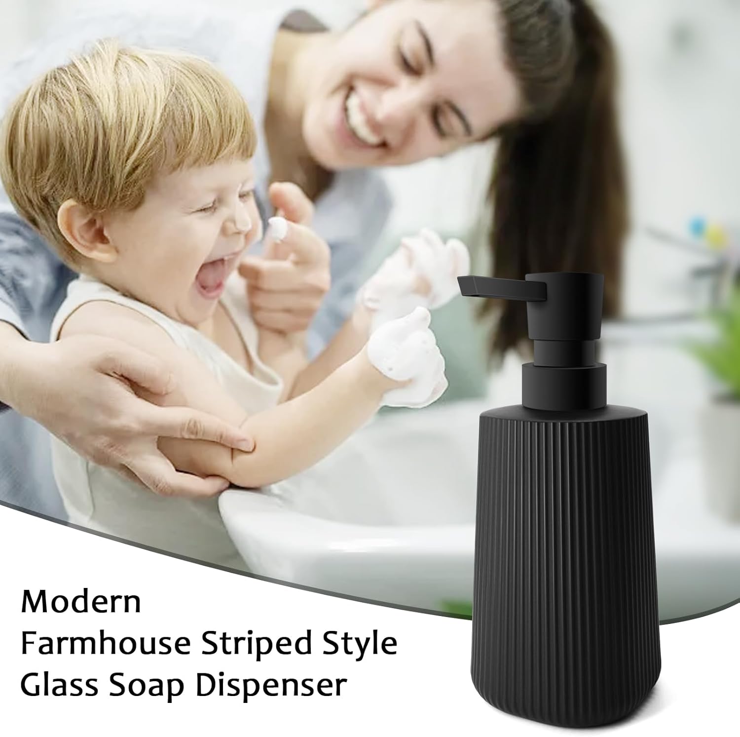 Soap Dispenser - Black Soap Dispenser for Detergent - Kitchen Soap Dispenser - With Press Dispenser - Suitable for Countertops - Bathroom and Kitchen (2 pieces — image 2