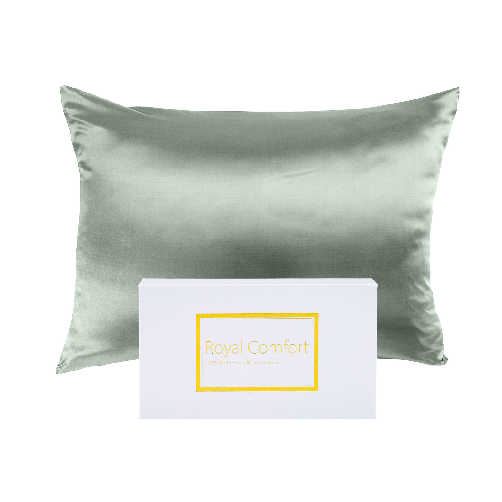 Royal Comfort Mulberry Soft Silk Hypoallergenic Pillowcase Twin Pack 51 × 76cm - Sage