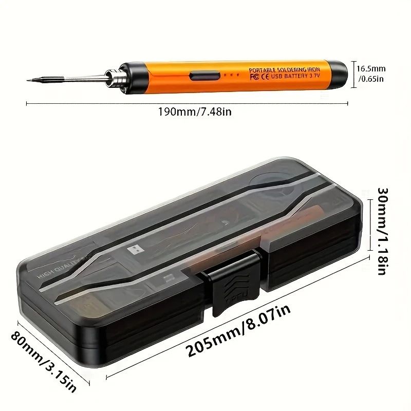 Red Portable Cordless Soldering Iron Kit with 3 Soldering Tips 5V 8W - 3 Temperature Settings, Fast Heating Mini Tool for Circuit Board Repair, Electronics — image 4
