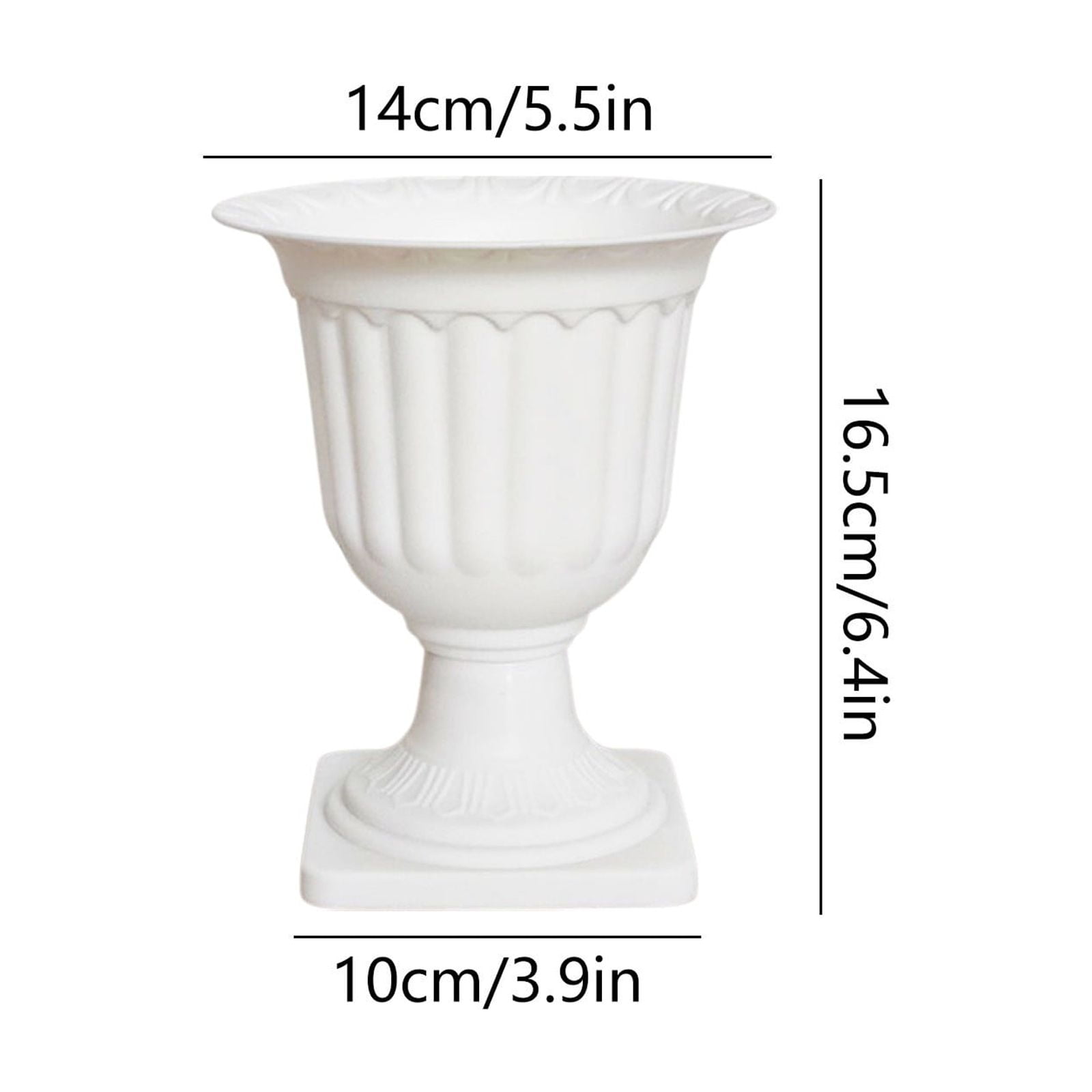 White Urn Planter Flower Pots, Classic Plastic Tall Planter, Wedding Party Porch Front Door Decorative 2 Pack A — image 2