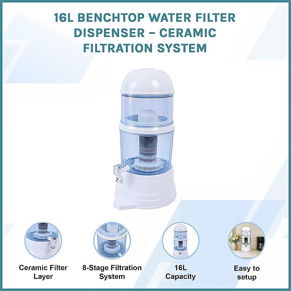 16L Benchtop Water Filter Dispenser – Ceramic Filtration System — image 2