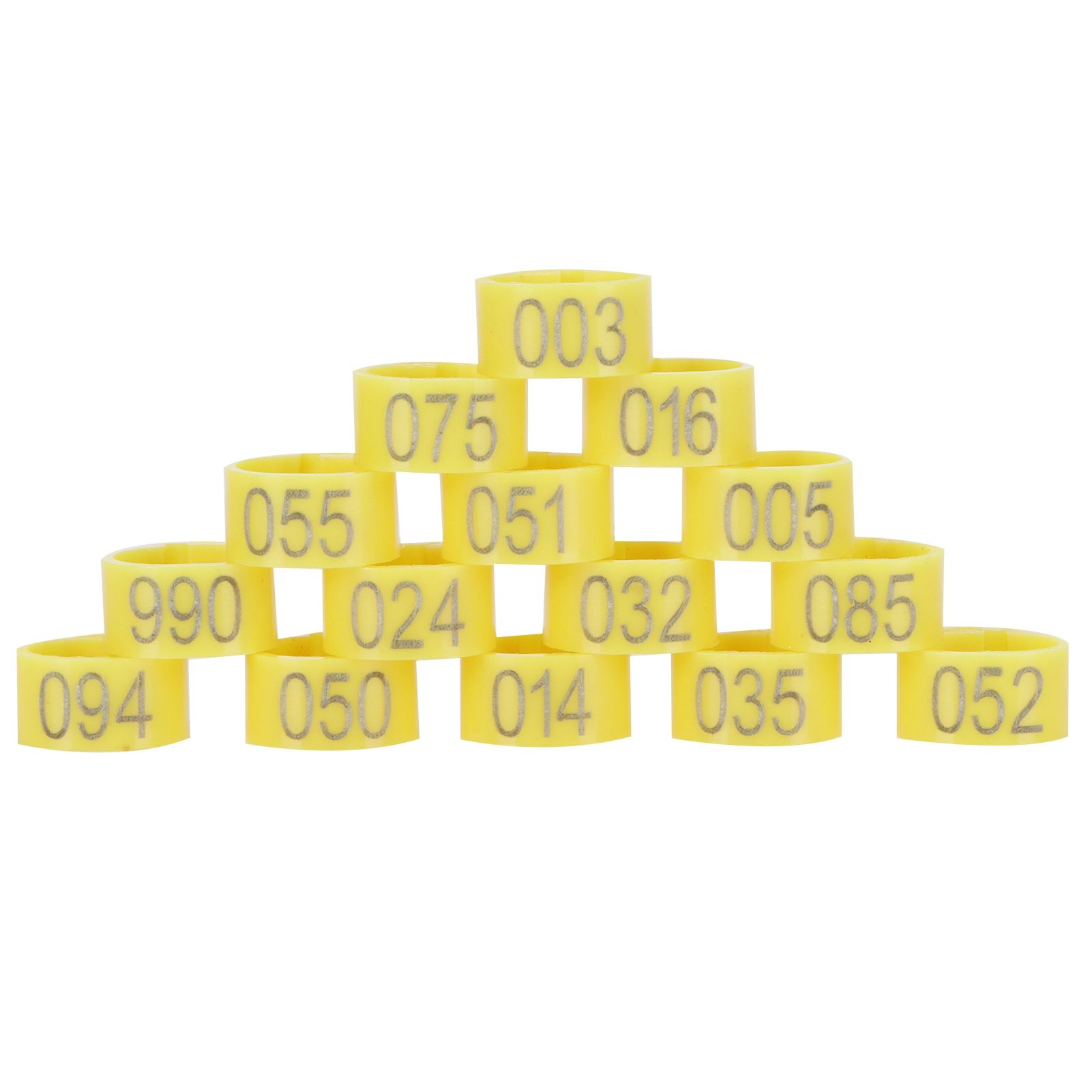 100Pcs Bird Foot Rings Bands 10mm 001-100 Numbered Pigeons Identify Clip Poultry SupplyYellow — image 3