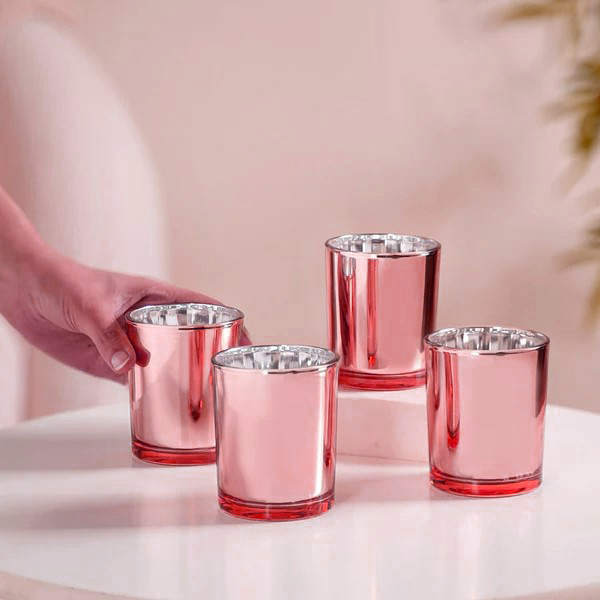 20 Pack Rose Gold Pink Votive Tealight Candle Holders Valentines Day Mercury Wedding Decor Glass Candlestick Party Decorations Bridal Baby Shower Event — image 3