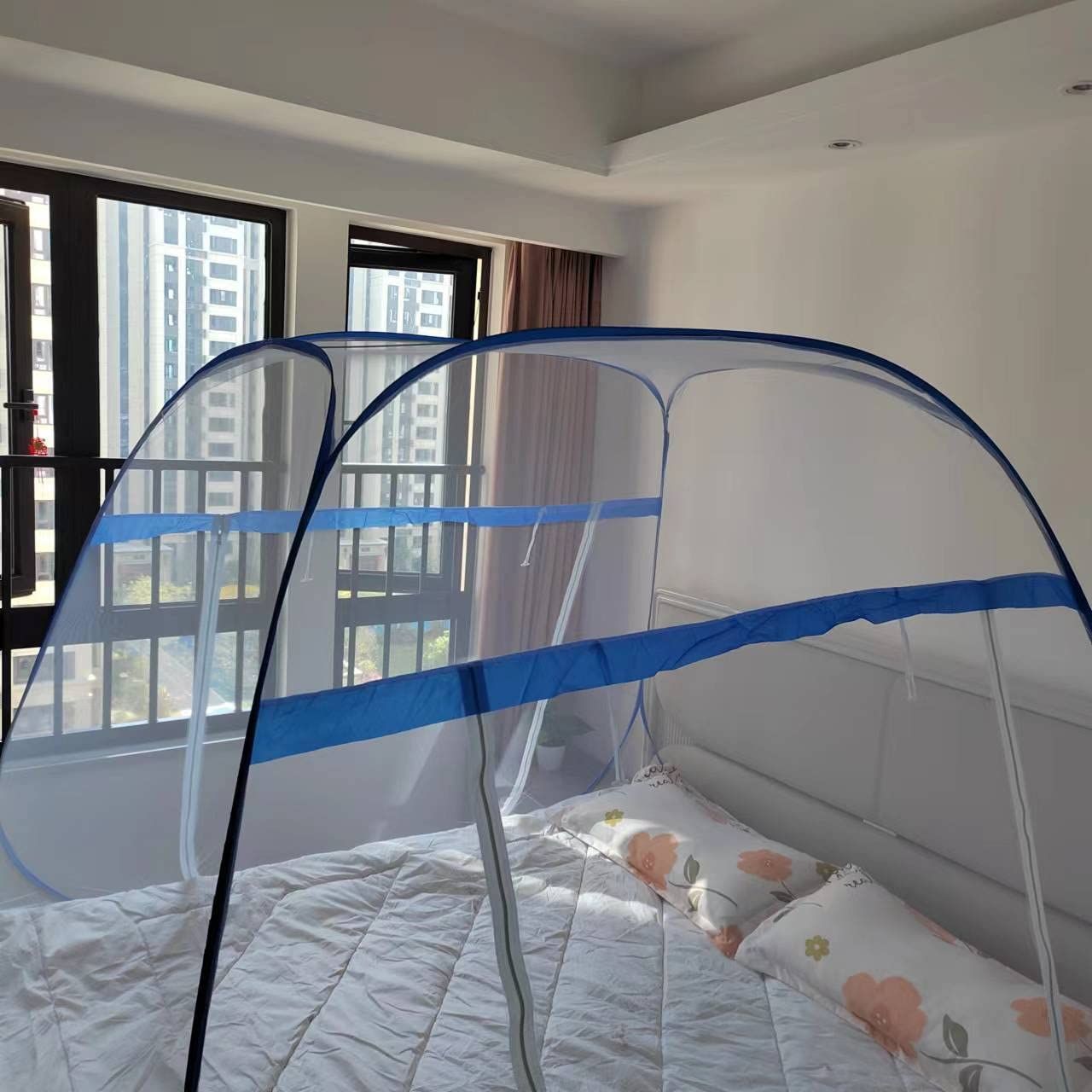 Pop Up Mosquito Net for Patio Bed Tent King Size Portable Mosquito Netting with Bottom Mesh Tent for Outside or Inside (Blue) — image 2