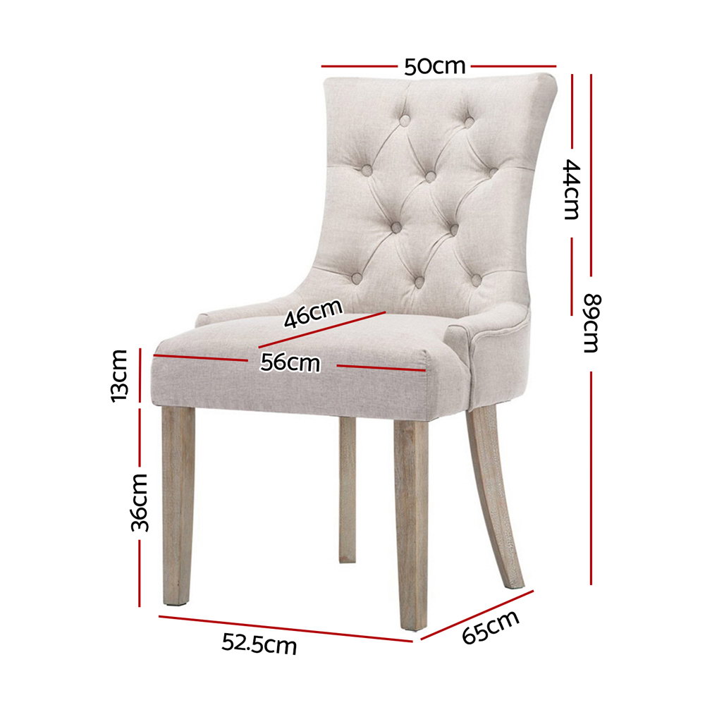 Artiss Dining Chairs Set of 2 Linen French Provincial Beige โ image 2