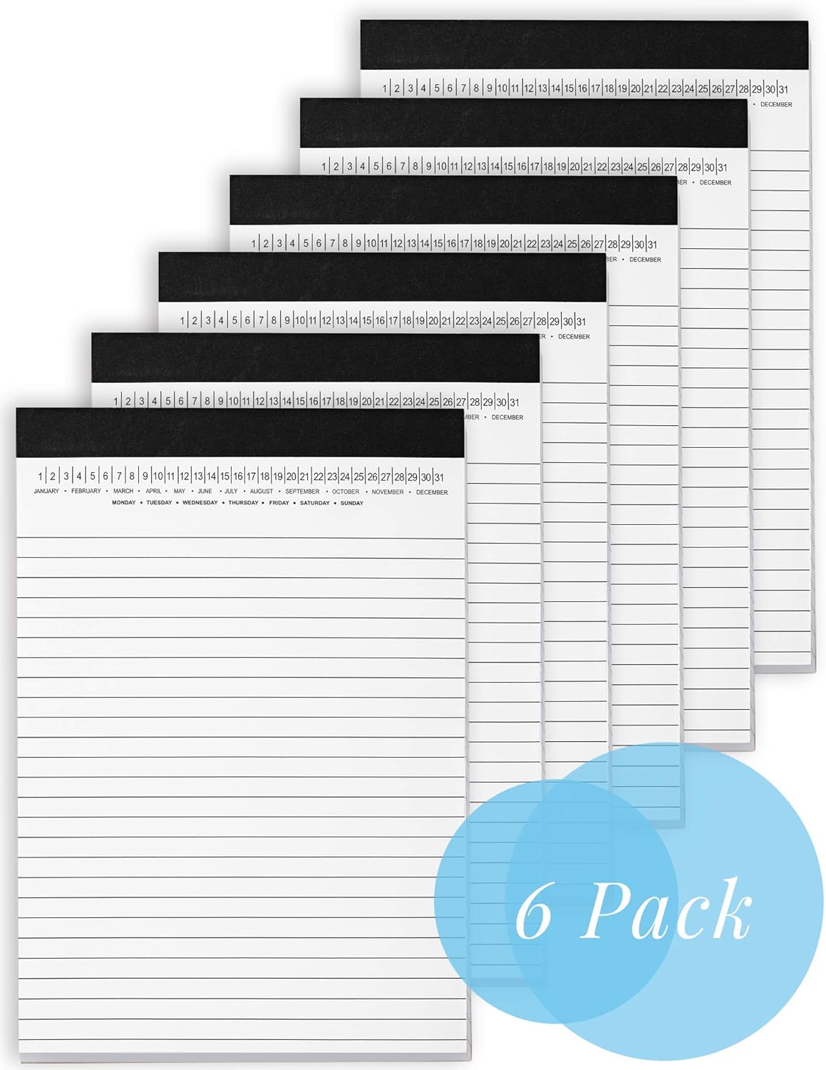 Small Legal Pads 5-3/4"x 8-1/2" Notepad with Date on Top, 50 Sheets, 6 Pack, White Lined Paper Mini Memo Pads, College Ruled Writing Pads for Office School — image 5