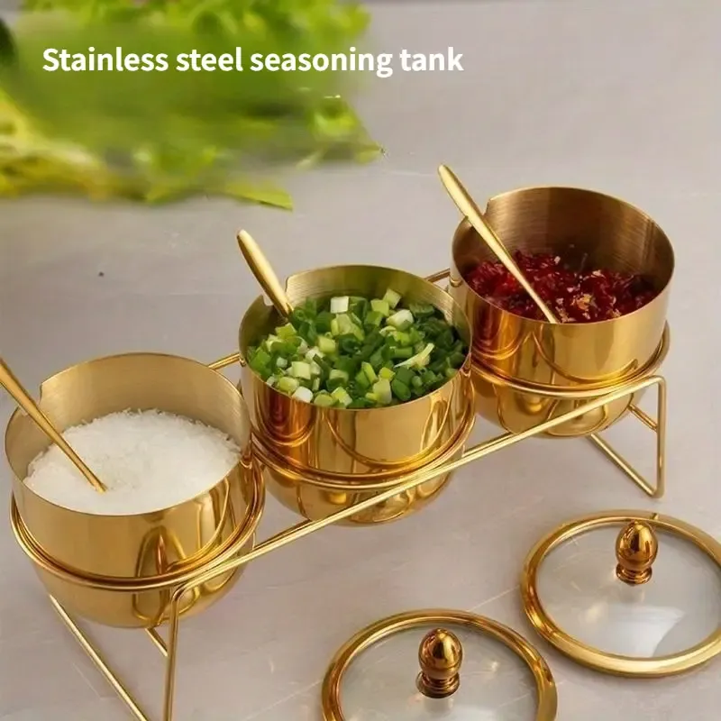 304 Stainless Steel Silver Seasoning Jar | 270ml Large Capacity with Visible Glass Lid, Dustproof & Moisture-Proof with Spoon Holder, First Choice — image 3