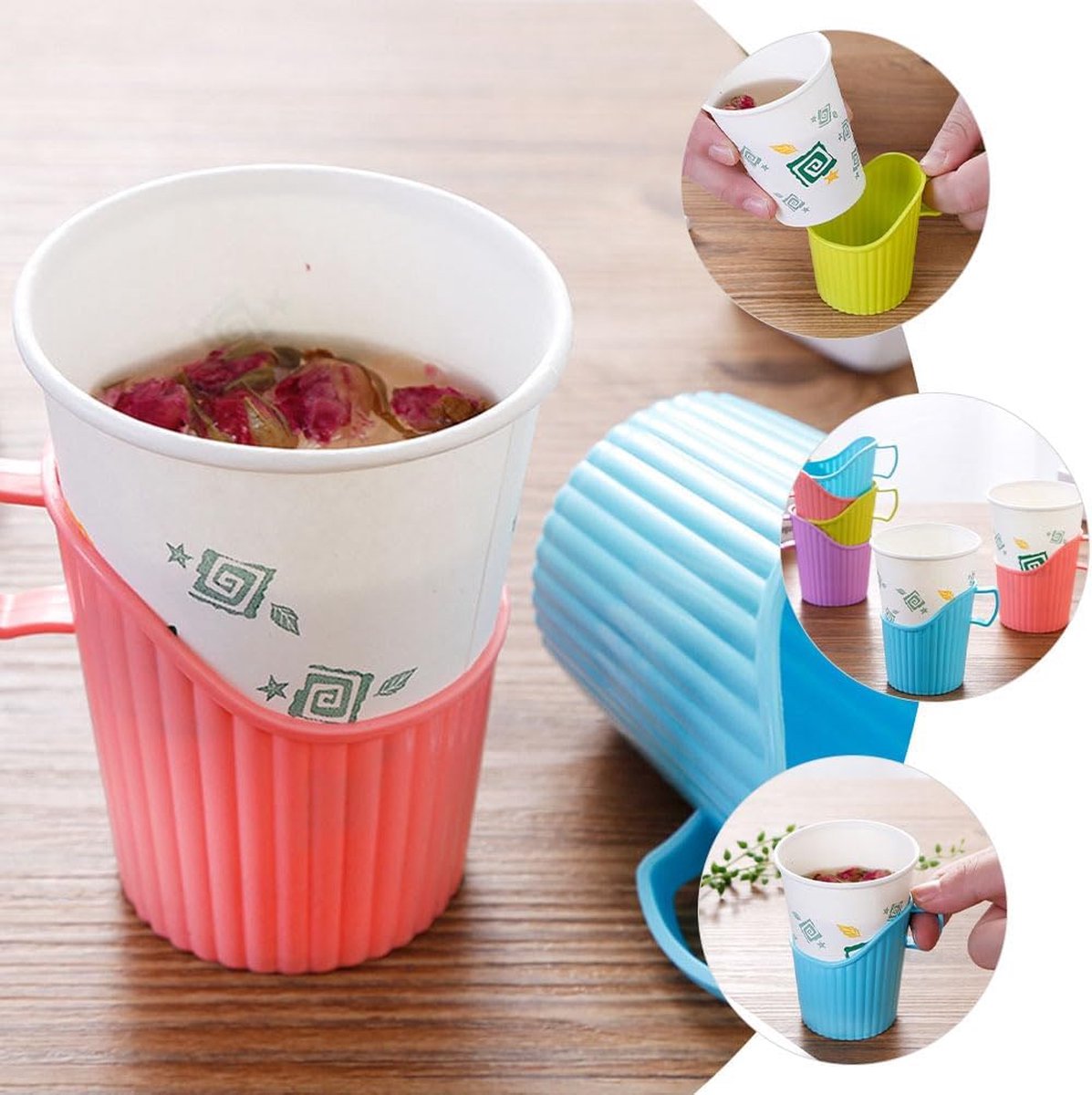 Cup Holders - 20 Pieces - Cup Holder - Burn Resistant - Heat Resistant Cup Cover Holder - Plastic - Stackable - Festival - Camping - Suitable for Disposable — image 3
