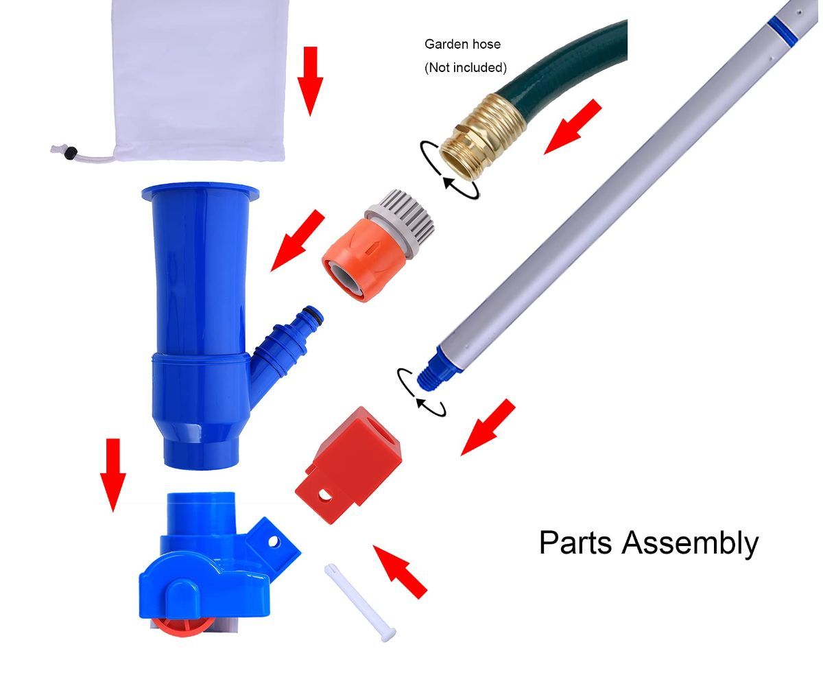 Jet Vacuum W/ 6 Section Poles of 57" for Frame Aboveground/Inflatable Pool Spa, No Electric Power Needed — image 4