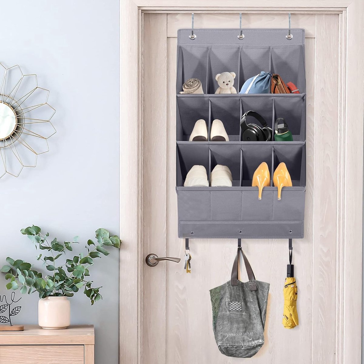 Hanging Shoe Bag - Shoe Organizer - With Hooks - Door Organizer - Above-Door Shoe Organizer - Solution for Scattered Stuff - Door Storage Bag - Hanging โ image 4