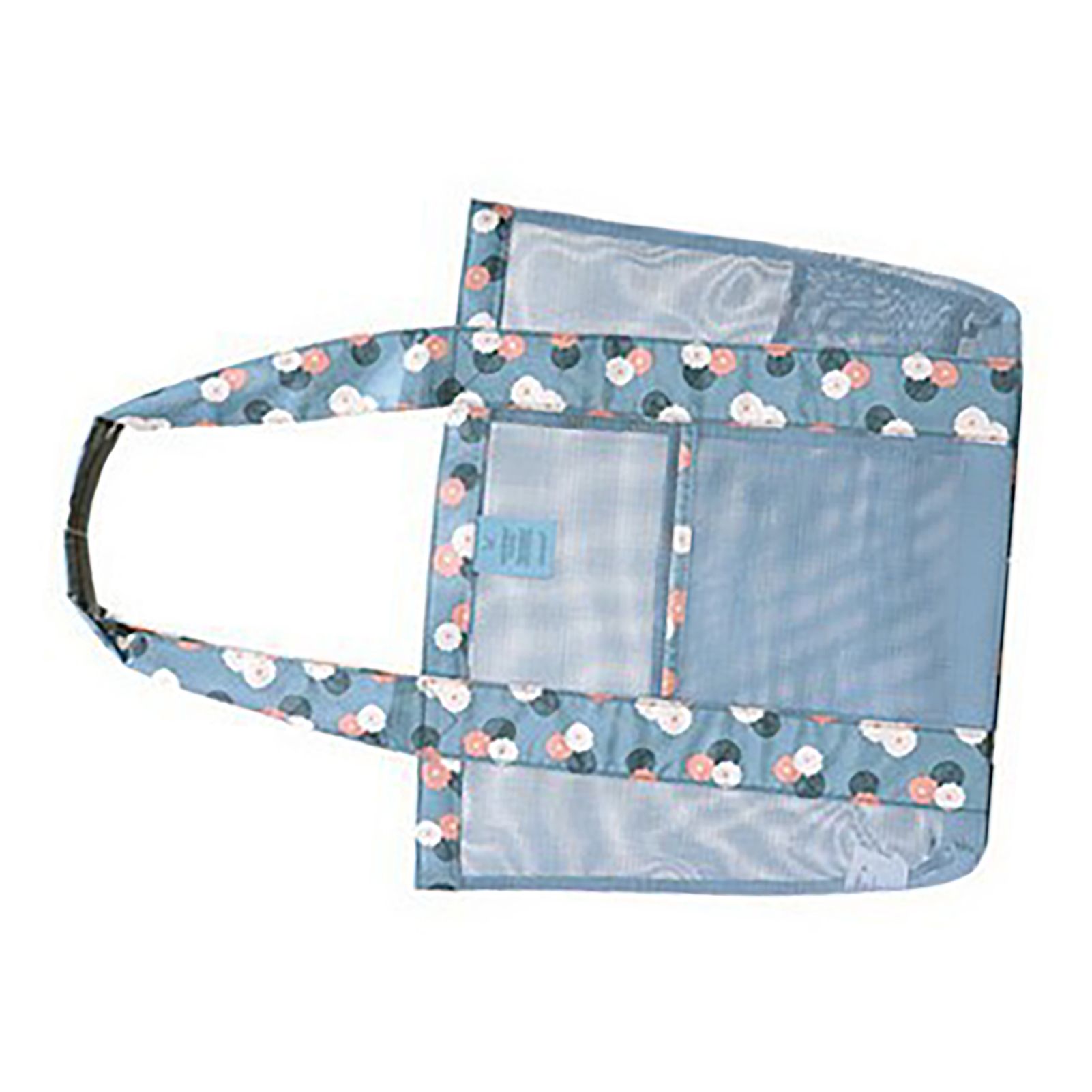 Beach Tote Waterproof Large Capacity Casual Oxford Cloth Women Mesh Handbag for Shopping Swimming Blue Flower — image 4