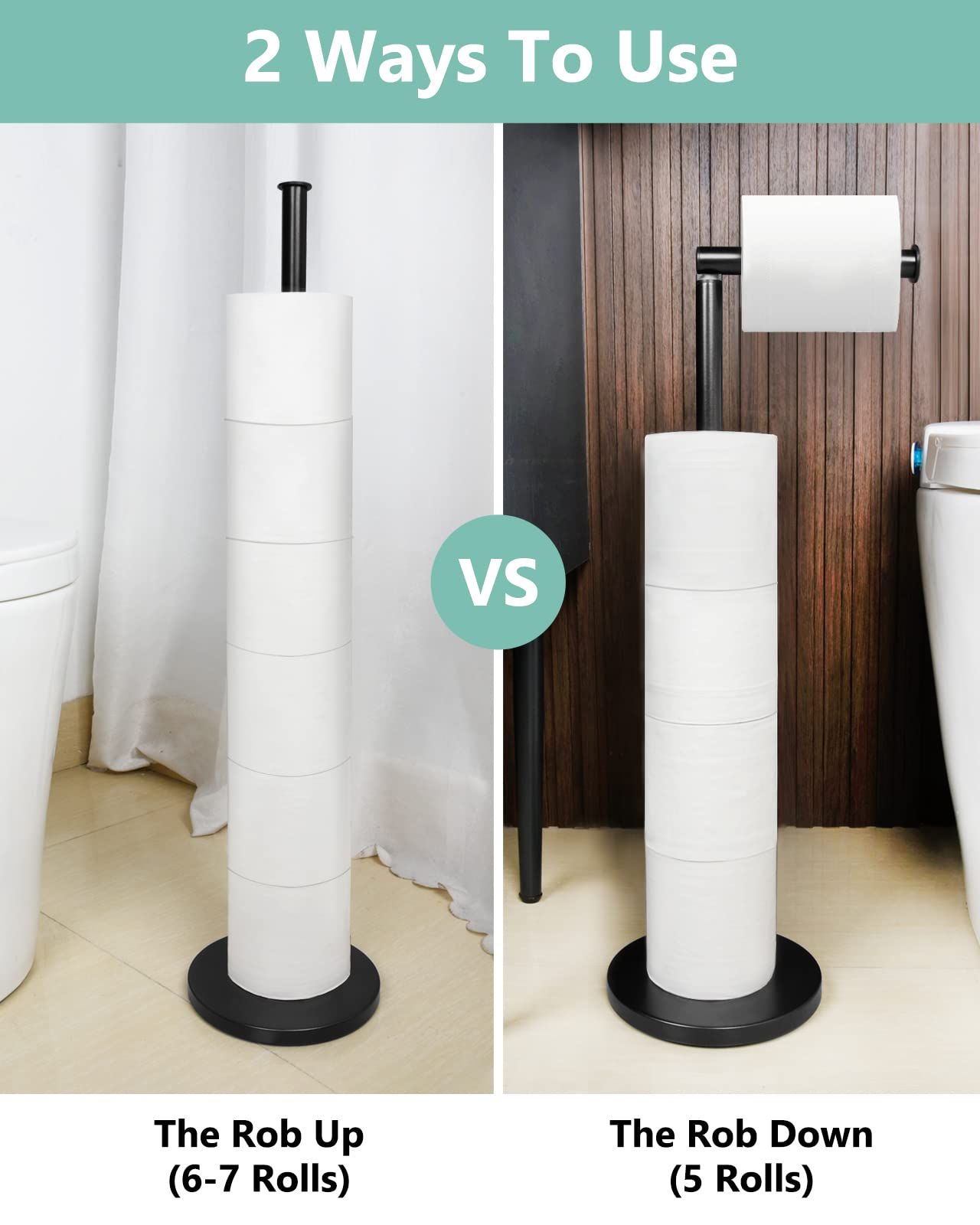Toilet Paper Holder Stand, Stainless Steel Toilet Paper Stand for 4 Rolls, Free Standing Toilet Paper Roll Holder for Bathroom โ image 5