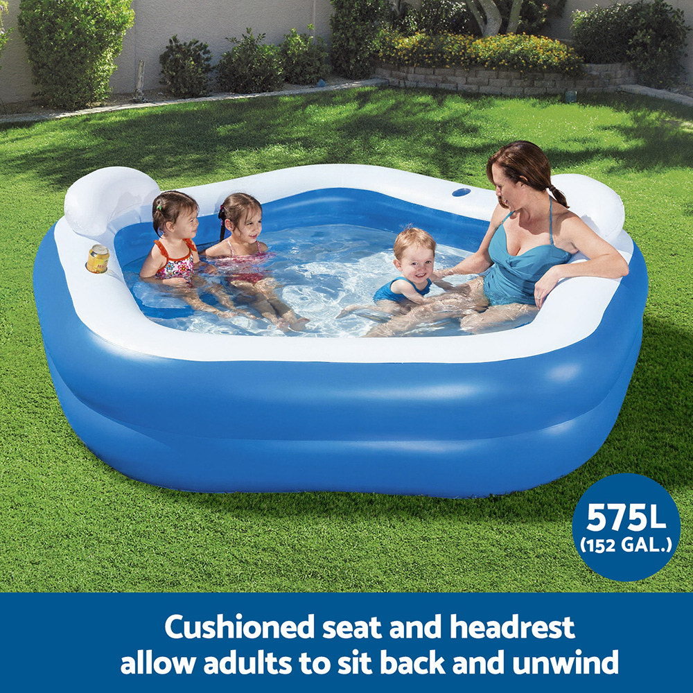 Bestway Kids Inflatable Pool Above Ground Pools Seat Cushions Cup Holder 213x206cm โ image 5