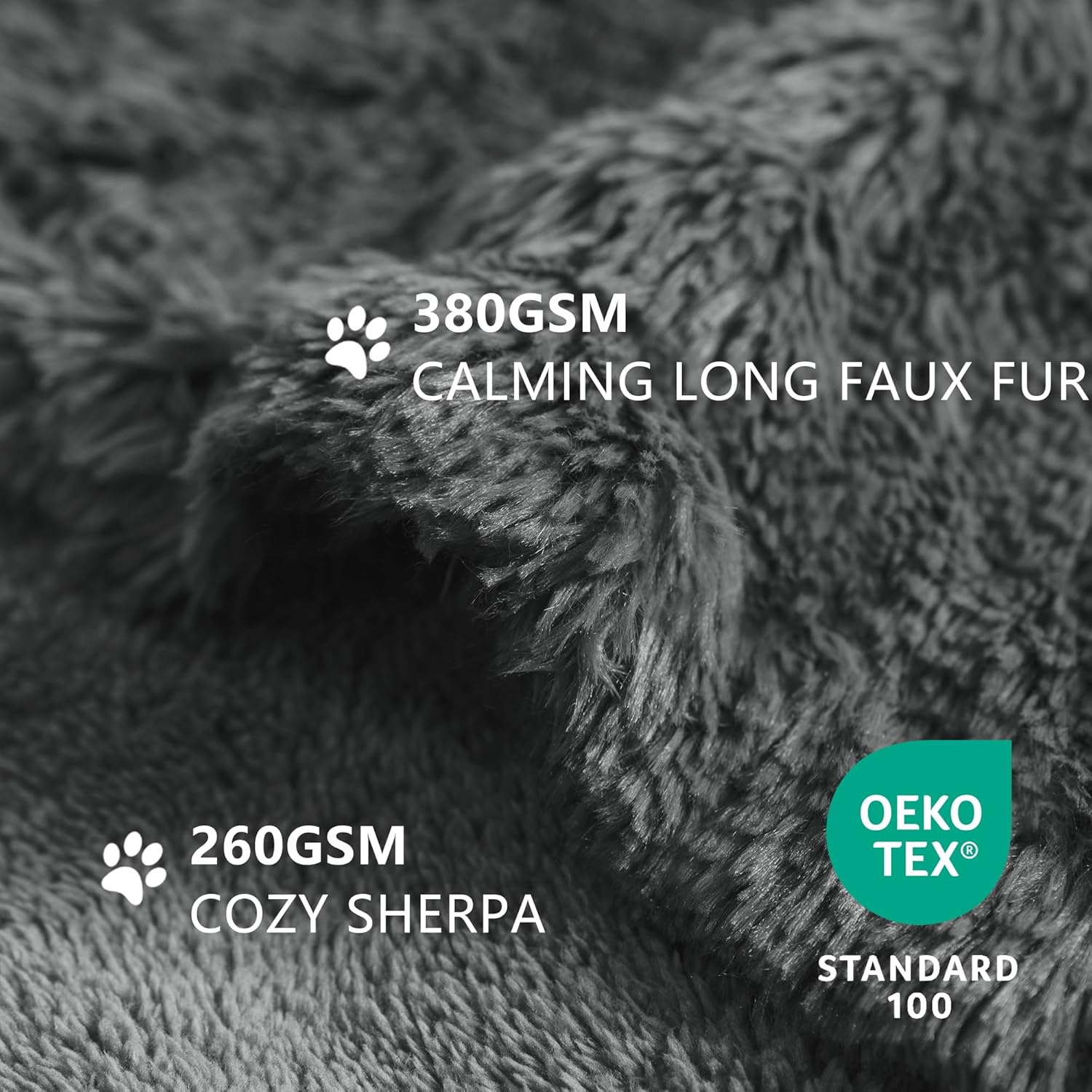 Waterproof Dog Blanket for Couch & Furniture Protection - Super Soft Reversible Throw Large Dogs Cats, Calming Washable Fur Sherpa Pet (50x60 Inch, Grey) Grey โ image 3