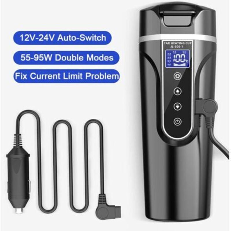 Car Kettle, 12V/24V Car Electric Kettle Heated Water Cup For Car/Truck/Travel, Portable Car Electric Kettle With Lcd — image 2