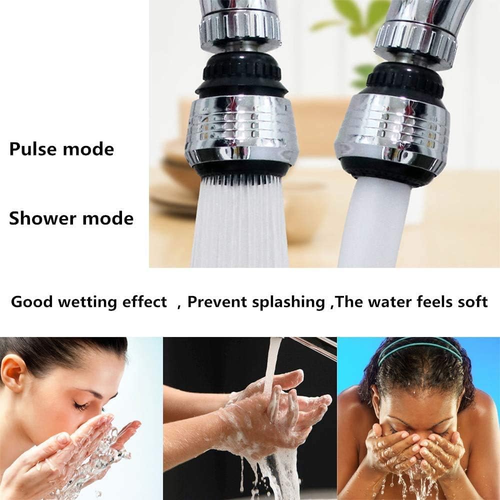 2PCS 360 Degree Swivel Faucet Aerator Deluxe Water Saving Faucet Sprayer Water Saving Bubbler Pressurized Faucet Filter Kitchen Accessories (360 Degree, Count — image 3