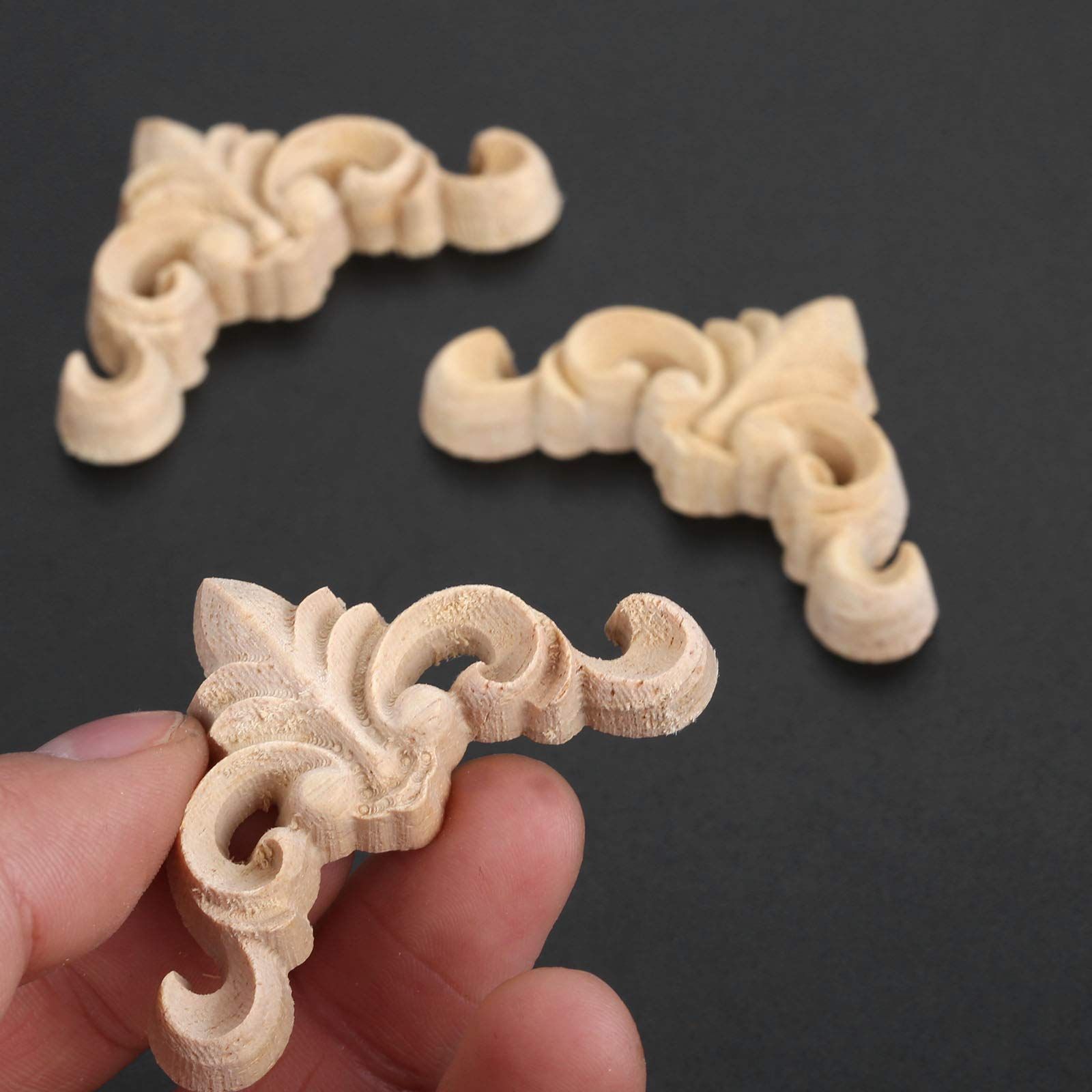 4pcs 4cm Woodcarving Corner Decal Unpainted Wood Carved Decal Onlay Applique Frame Furniture Cabinet Door Decor Craft 3D โ image 2