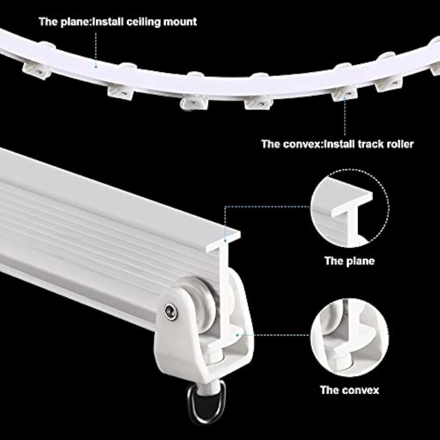 lexible Bendable Ceiling Curtain Track, 9.8t/16.4t(5m), Ceiling Mount or Curtain Rail with Track, Room Divider(5 m,White) — image 3