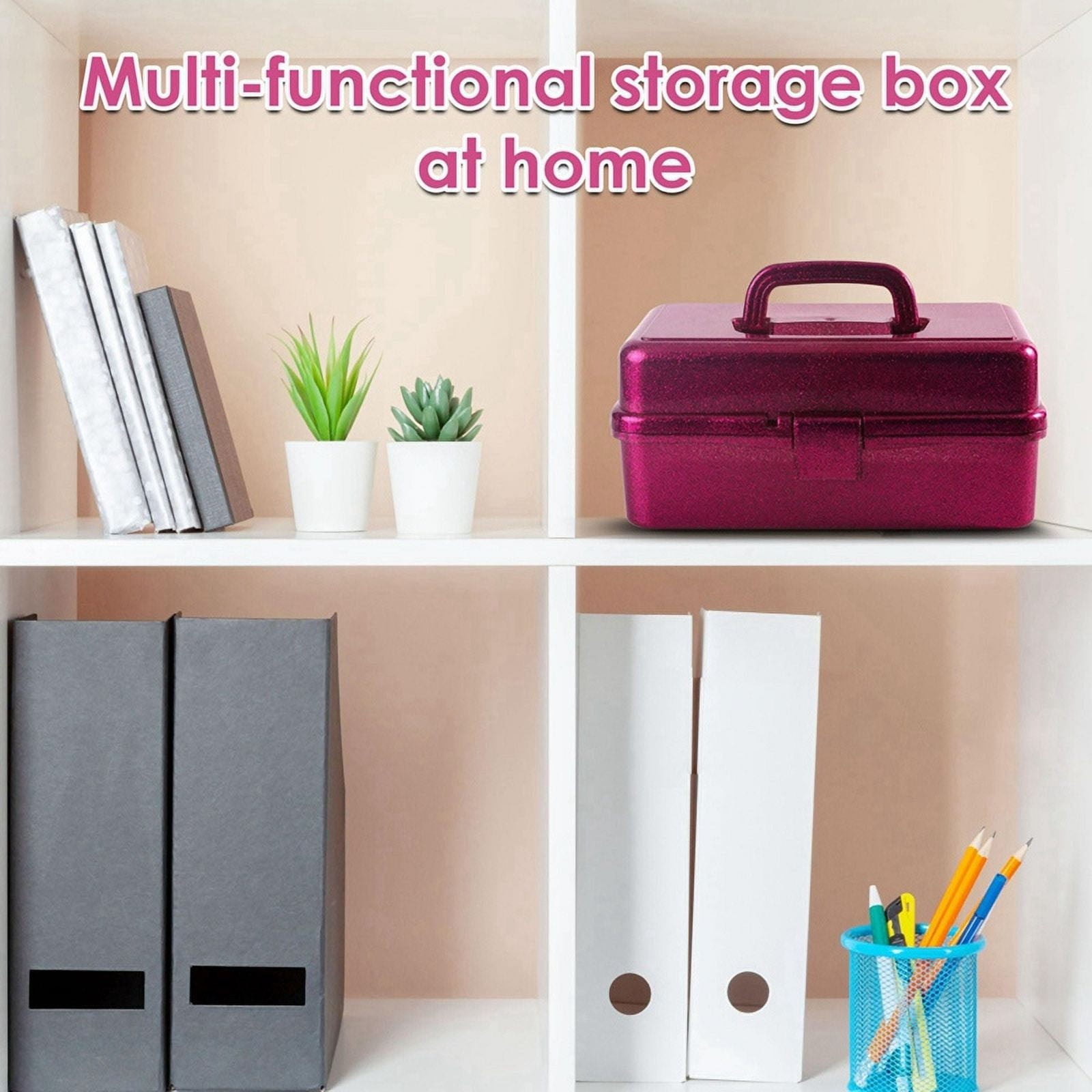1 Piece Plastic Storage Bins With Lid and Handle, Plastic Latch Storage Box, Stackable Storage Container, Small Plastic, Red, 33 × 14.5 × 19.5 cm — image 2
