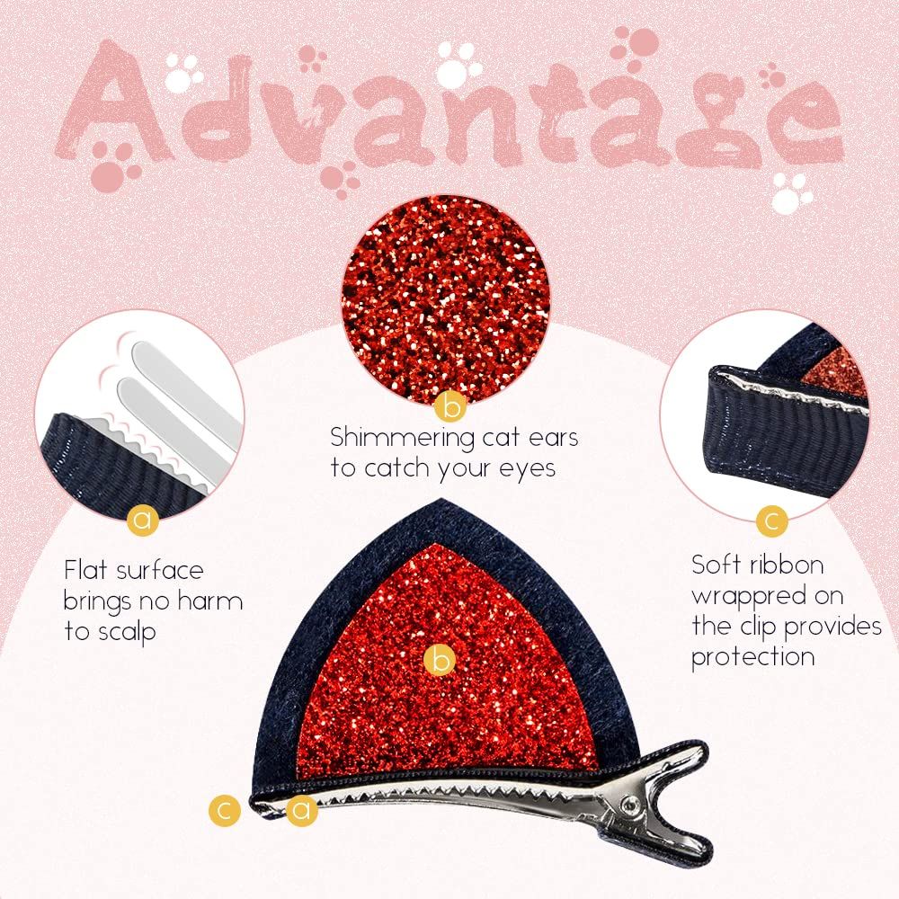 Hair Clips for Girls, Cat Ear Hair Barrettes for Kids, Cute Hair Accessories for Toddler Girls, 20 Pieces (Random color mixing) โ image 5