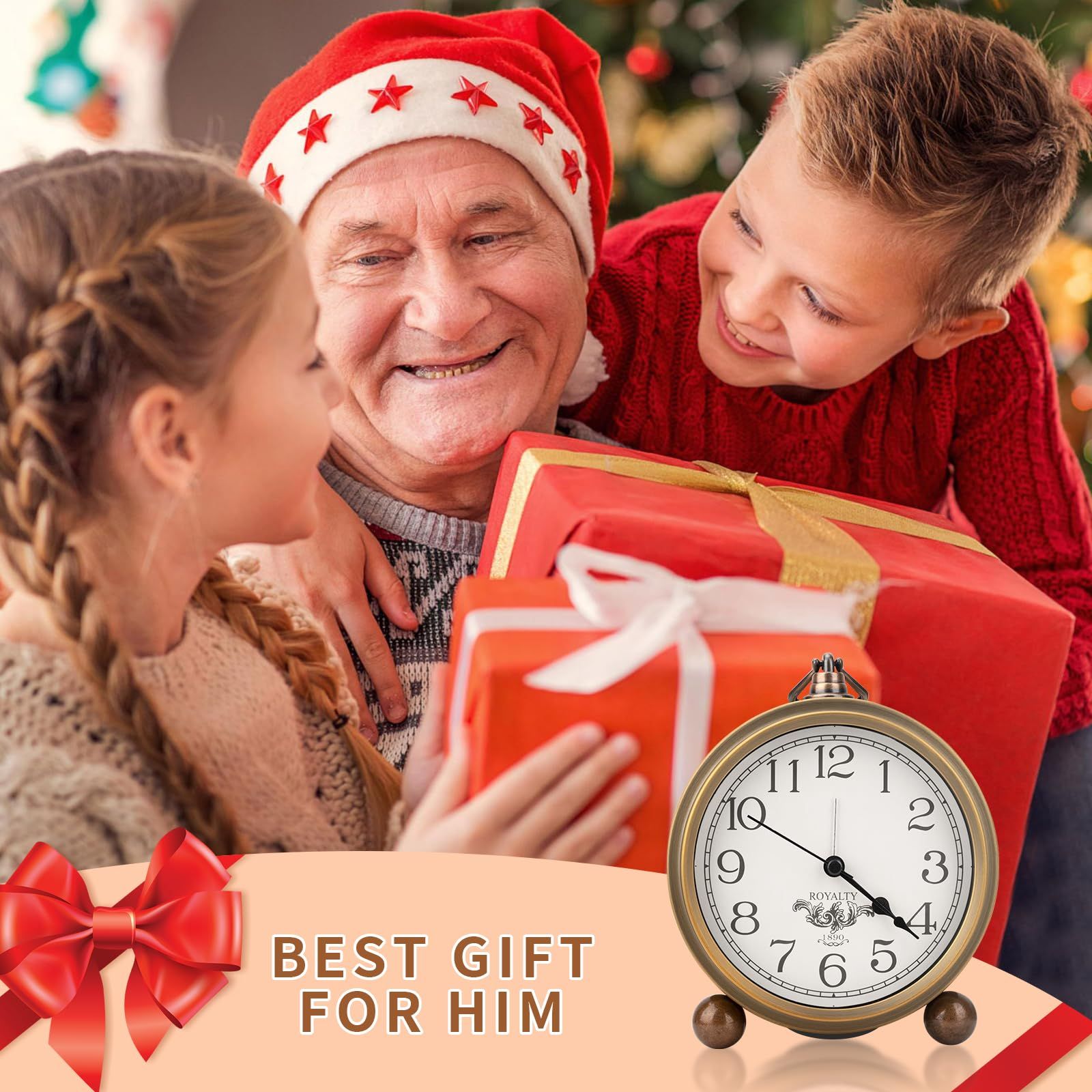 Vintage Analog Clock,5.2 inch Super Silent Clock,Battery Operated Alarm Clock for Bedrooms Desk Travel and Room Decor โ image 5