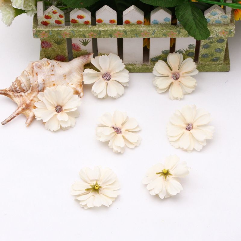 50 Pcs Cherry Blossom Flower Heads Assorted Artificial Silk Flowers Heads Bridal Wedding Party Supply Headbands Dress DIY