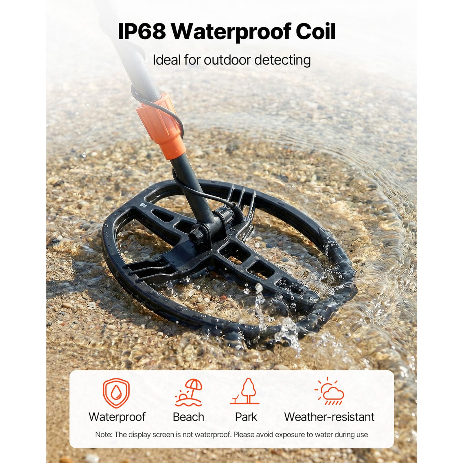 Metal Detector for Adults, 254 mm, Professional High Accuracy Gold Detector, IP68 Waterproof Search Coil with Display, Headphones, 5 Modes, Adjustable Length — image 6