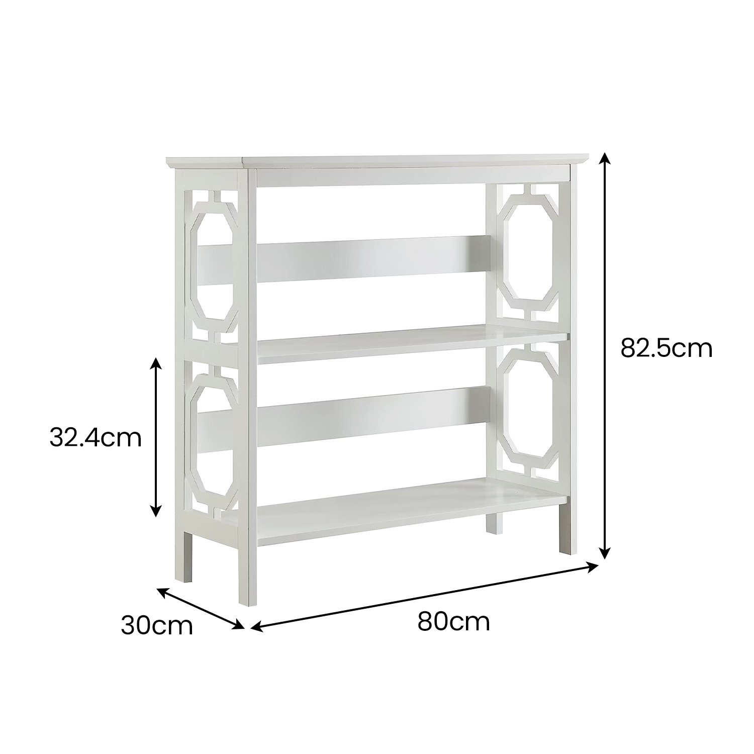 Sarantino Laurel 3-Tier Bookshelf Display Rack in White — image 2