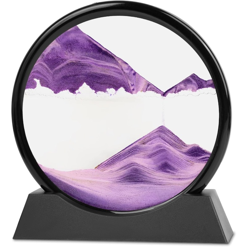 Flowing Sand Art: Adjustable Speed, New Scenery with Every Turn, Calming and Pleasing to the Eye(PURPLE)