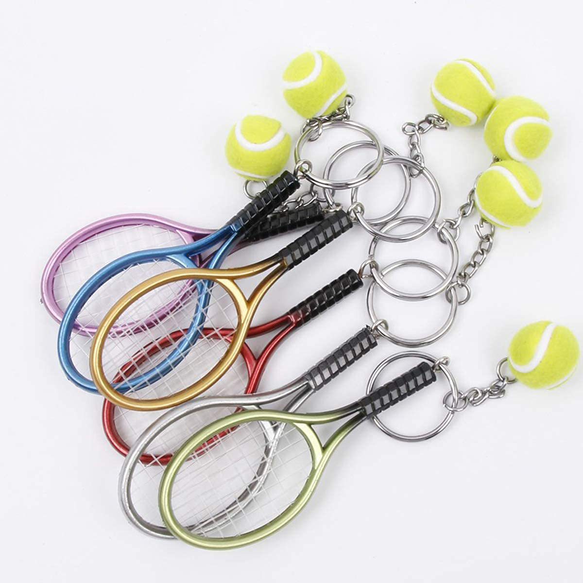 Blue Simulation Tennis Racket Keychain – Mini Tennis Racket and Ball Pendant, 3-Pack — image 4