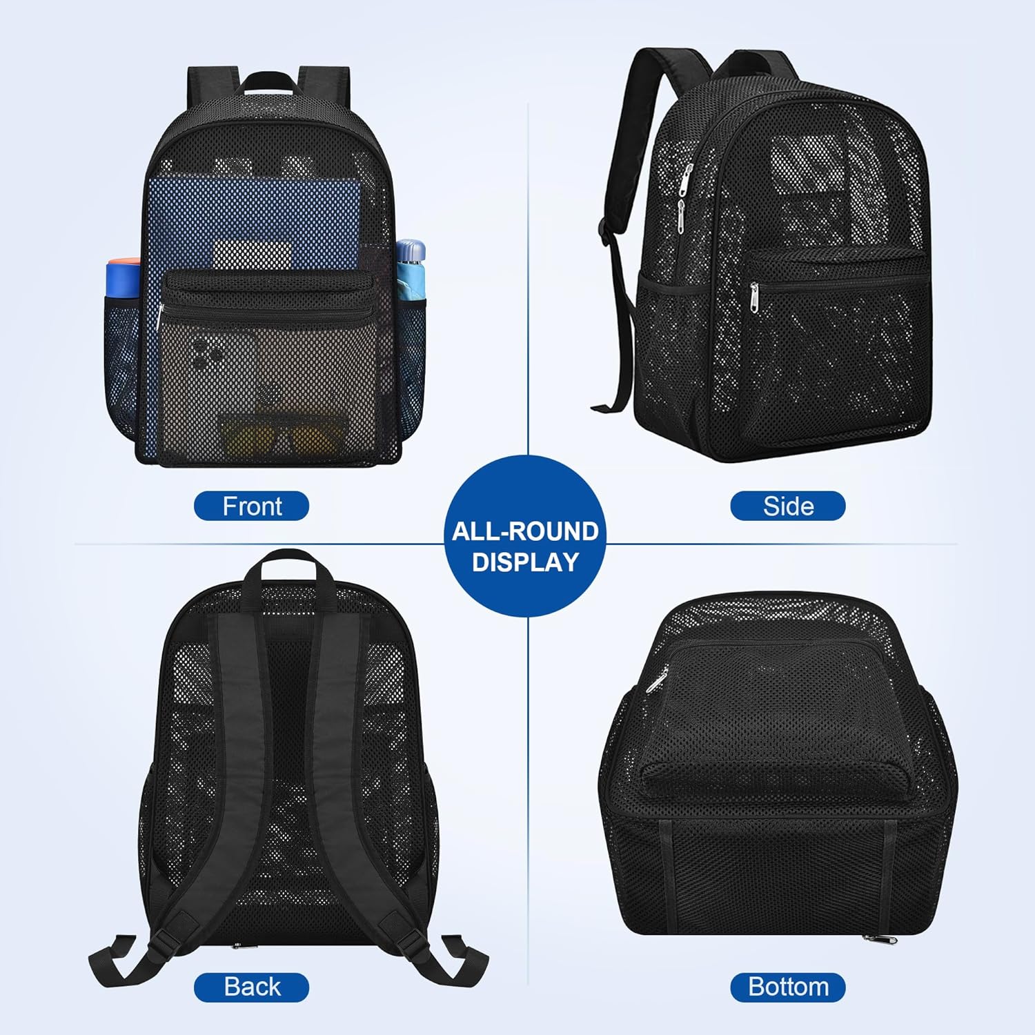 Heavy Duty Semi-Transparent Mesh Backpack,See Through College Student Backpack, — image 4
