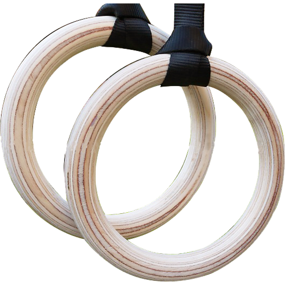 Birch Wood Gymnastic Rings with Adjustable Straps โ Strength & Calisthenics Training