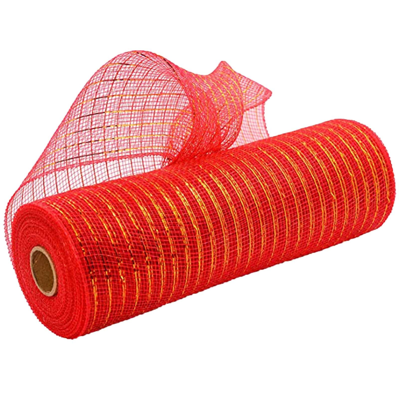 10 Inch x 30 Feet Deco Poly Mesh Ribbon, Metallic Foil Poly Mesh Ribbon, for Wreaths, Swags, Craft, Wedding, Party and Decorating Supplies Red — image 2