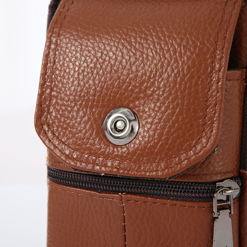 Business Leather Crossbody Waist Bag For Mobile Phone, Coffee, Slim Minimalist Daily Carry Present — image 5