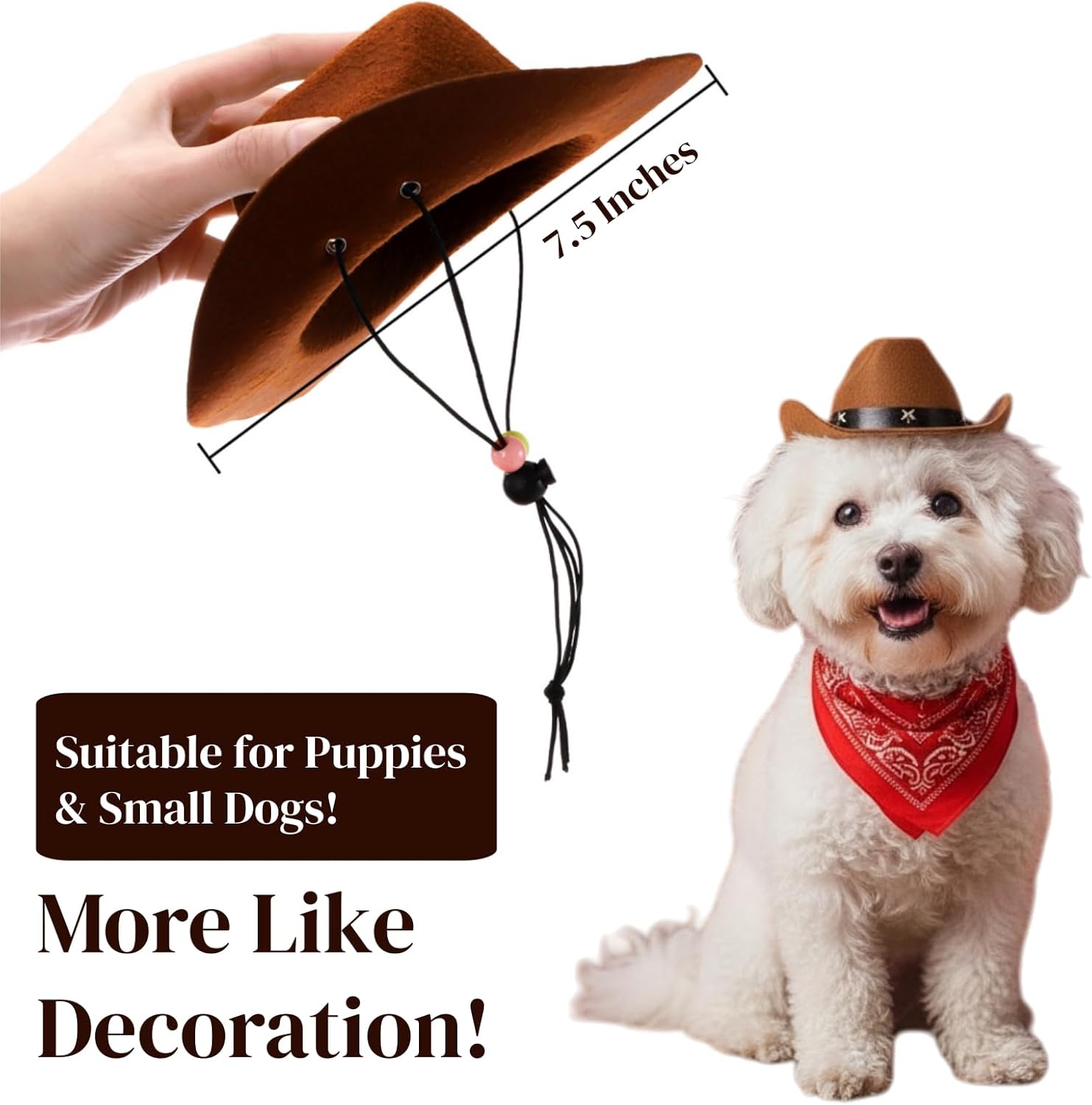 4 Pack Pet Cowboy Costume Accessories Set, 2 Pcs Hat and Bandana Scarf, Puppy Kitten Halloween Christmas Costume, West Party Cosplay Wearing for Cats Small โ image 3