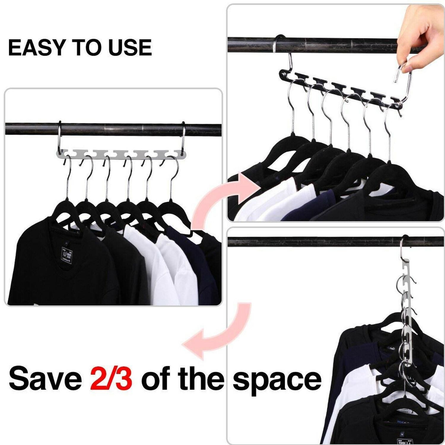 Silver Clothes Hanger Organizer with Connection Hook โ image 3